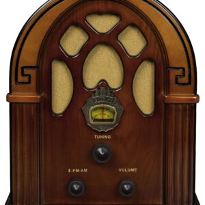 Crosley CR31D-WA Companion Retro AM/FM Tabletop Radio with Bluetooth Receiver, Walnut