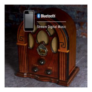 Crosley CR31D-WA Companion Retro AM/FM Tabletop Radio with Bluetooth Receiver, Walnut