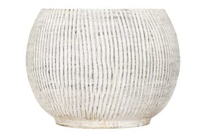 distressed cream terracotta planter with fluted texture