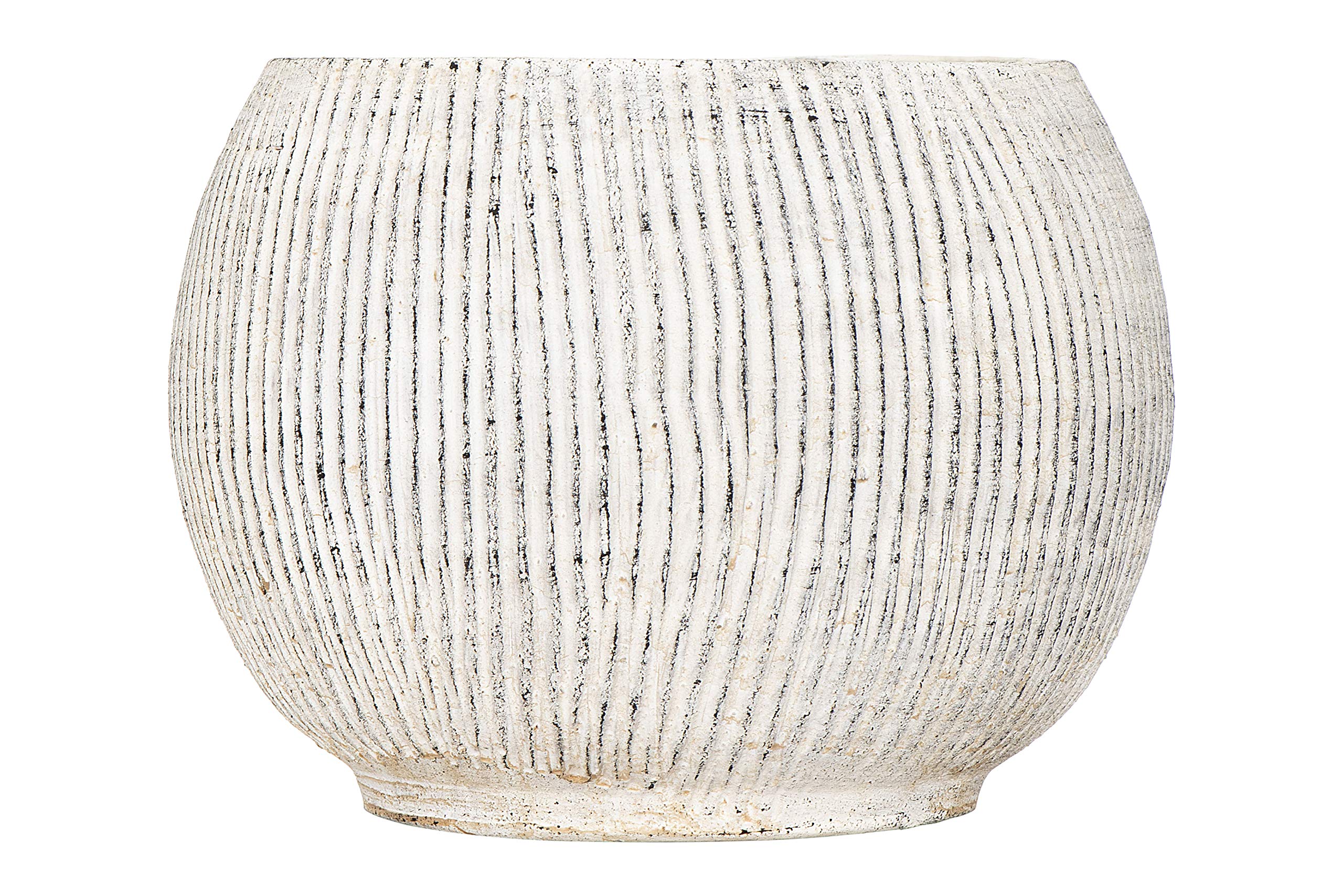 Distressed Cream Terracotta Planter with Fluted Texture