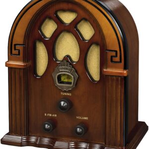 Crosley CR31D-WA Companion Retro AM/FM Tabletop Radio with Bluetooth Receiver, Walnut