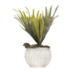 Distressed Cream Terracotta Planter with Fluted Texture