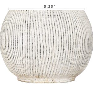 Distressed Cream Terracotta Planter with Fluted Texture