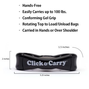 Click & Carry Grocery Bag Carrier, 2 Pack, Black - As seen on Shark Tank, Soft Cushion Grip, Hands Free Grocery Bag Carrier, Plastic Bag Holder, Haul Sports Gear, Click and Carry with Ease