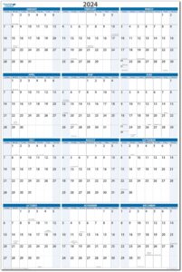 planetsafe calendars 2024 annual 12-month vertical sky blue wet & dry-erasable wall calendar - yearly planner - large wall calendars - great for home, office, and classroom - 48" tall x 32" wide bn