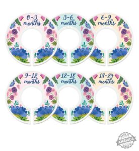 modish labels baby clothes size dividers, baby closet organizers, size dividers, closet organizer, closet dividers, clothes organizer, girl, boho, nordic, flowers (baby)