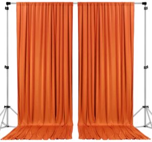 ak trading co. 10 feet x 10 feet ifr polyester backdrop drapes curtains panels with rod pockets - wedding ceremony party home window decorations - orange