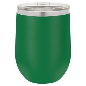 polar camel 12 oz. vacuum insulated stemless wine glass with lid (green)