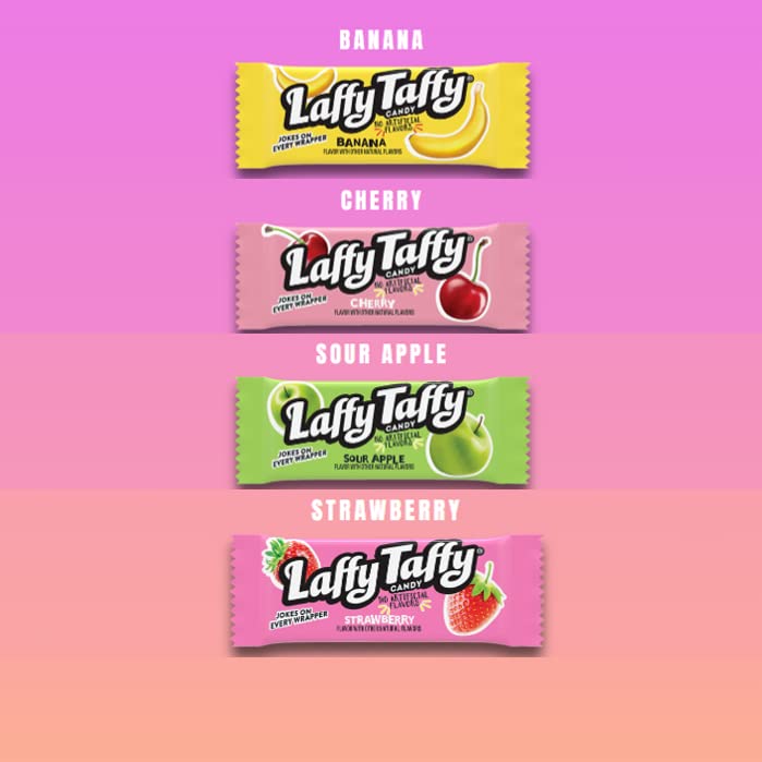 Laffy Taffy Candy, Assorted Fruit Flavored Taffy Candy, Sour Apple, Cherry, Strawberry & Banana Flavors (145 Pieces)