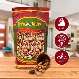 Raw Brazil Nuts- 3 Pounds,(48oz) - Natural, Unsalted, Shelled, No Preservatives, Kosher Certified- Natural, Fresh, Healthy Diet Snacks for Kids and Adults-by We Got Nuts