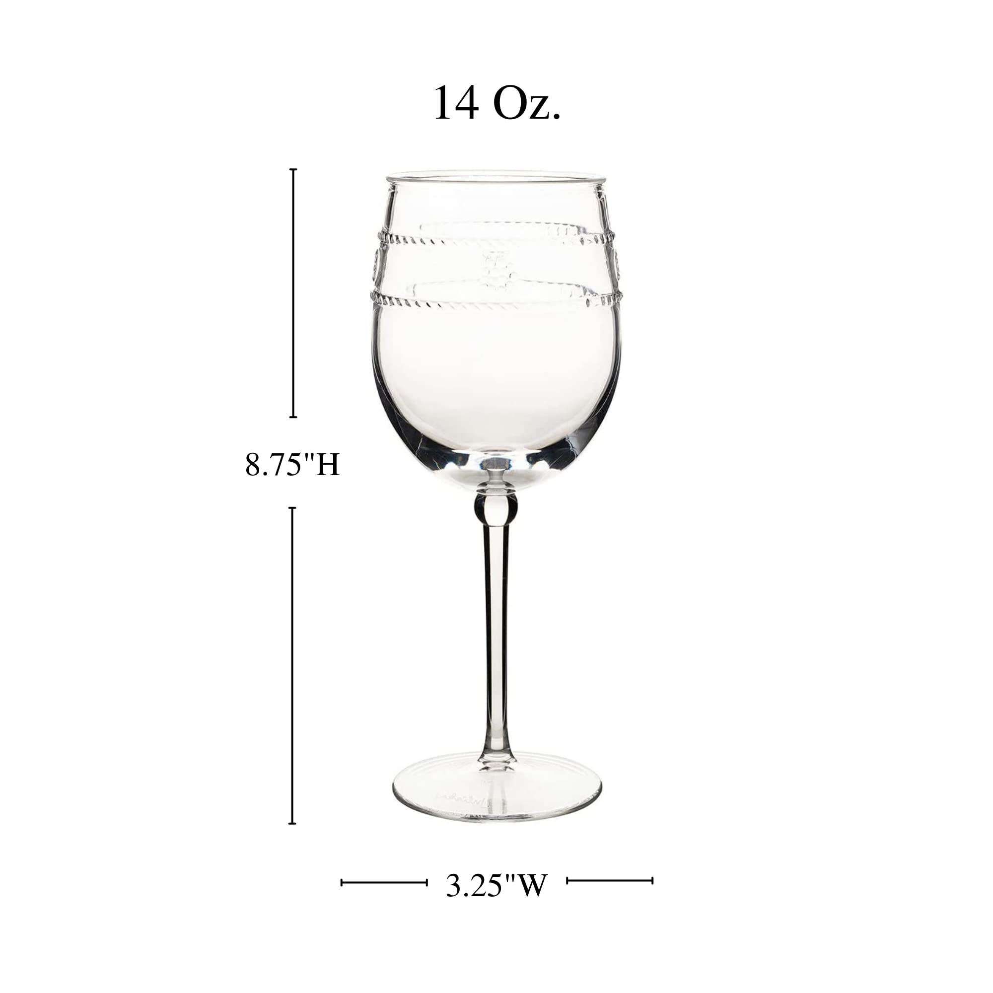 Juliska Isabella Acrylic Wine Glass, Acrylic Glass - Clear Acrylic, Embossed Drinking Glass