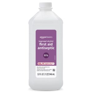 amazon basics 91% isopropyl alcohol first aid antiseptic, unscented 32 fl oz (pack of 1) (previously solimo)