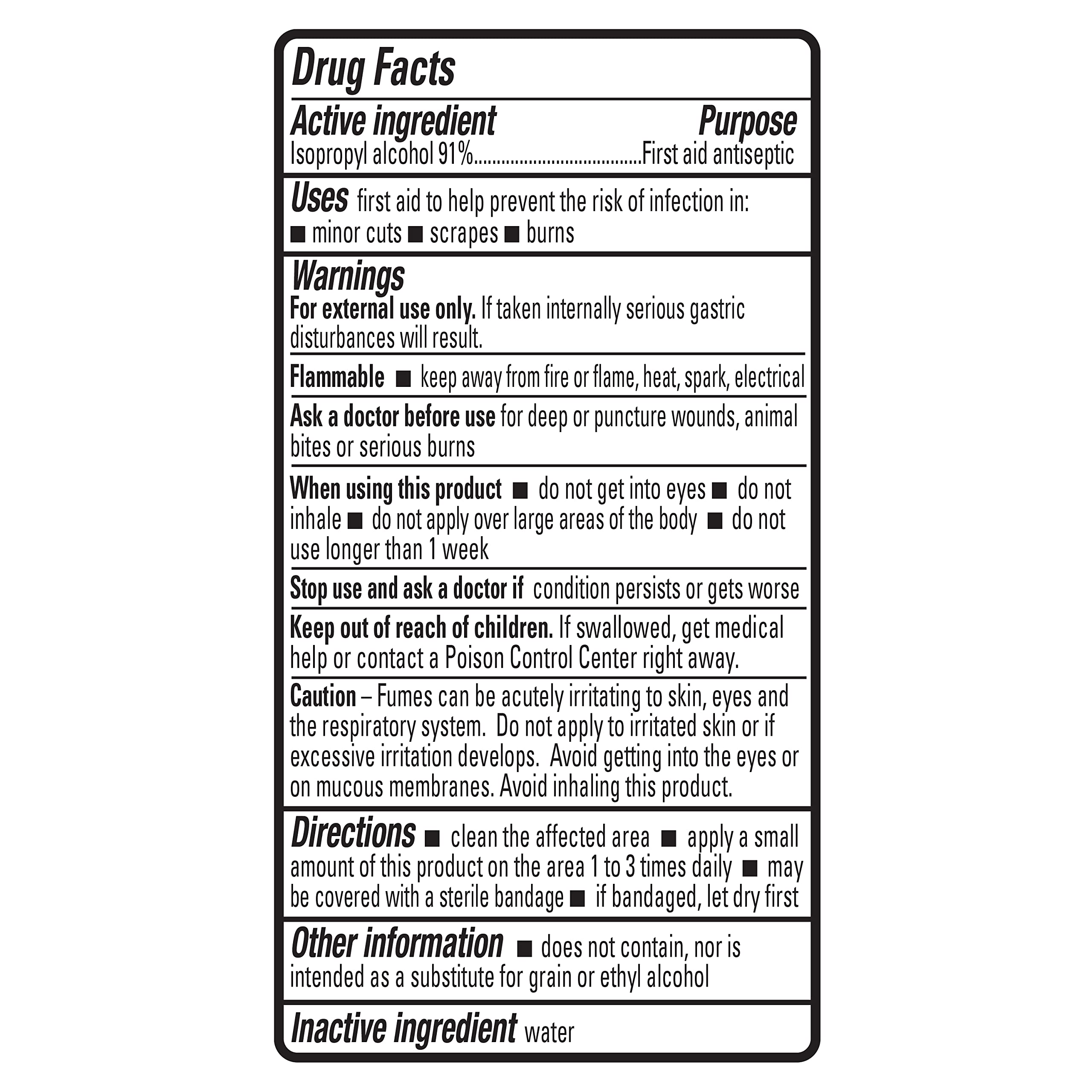 Amazon Basics 91% Isopropyl Alcohol First Aid Antiseptic, Unscented 32 Fl Oz (Pack of 1) (Previously Solimo)