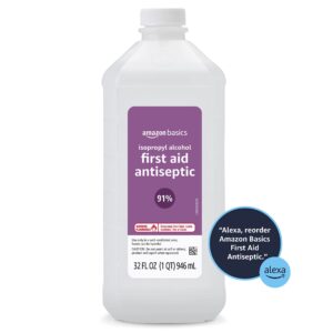 Amazon Basics 91% Isopropyl Alcohol First Aid Antiseptic, Unscented 32 Fl Oz (Pack of 1) (Previously Solimo)