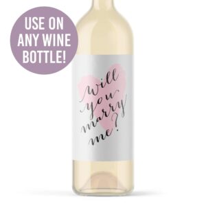 Ritzy Rose Proposal Wine Label Will You Marry Me Weatherproof Sticker for Wine Bottle Label Peel and Stick Engagement Ideas Romantic Engagement Wine Present | Script Heart Proposing Prop