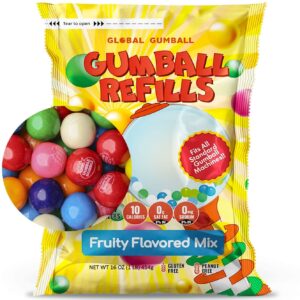 gumballs for gumball machine - 0.5 inch mini gumballs for kids - gumball machine refills - 1 lb chewing gum - fruit flavored bubble gum