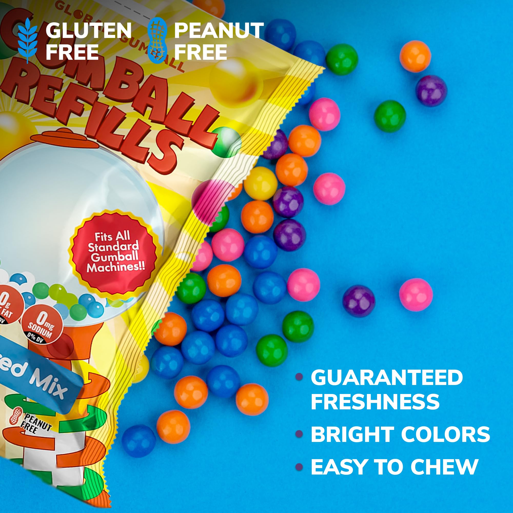 Gumballs for Gumball Machine - 0.5 Inch Mini Gumballs for Kids - Gumball Machine Refills - 1 LB Chewing Gum - Fruit Flavored Bubble Gum