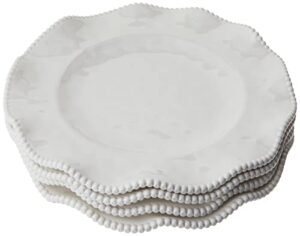 certified international perlette cream melamine 11" dinner plates, set of 4