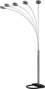 sh lighting 5 adjustable arm arching floor lamp - features a dimmer switch for perfect light settings - 84" tall great for living rooms, bedrooms, or arching over couches (silver)