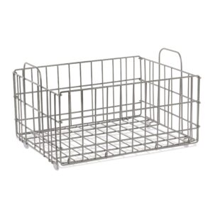 atlantic tabletop wire storage basket, heavy-gauge powder-coated metal wire construction, stackable for easy expansion, collapsible & foldable, non-slip feet, plastic liner, pn 23308041 – gray