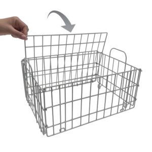 Atlantic Tabletop Wire Storage Basket, Heavy-Gauge Powder-Coated Metal Wire Construction, Stackable for Easy Expansion, Collapsible & Foldable, Non-Slip Feet, Plastic Liner, PN 23308041 – Gray