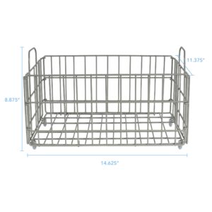 Atlantic Tabletop Wire Storage Basket, Heavy-Gauge Powder-Coated Metal Wire Construction, Stackable for Easy Expansion, Collapsible & Foldable, Non-Slip Feet, Plastic Liner, PN 23308041 – Gray