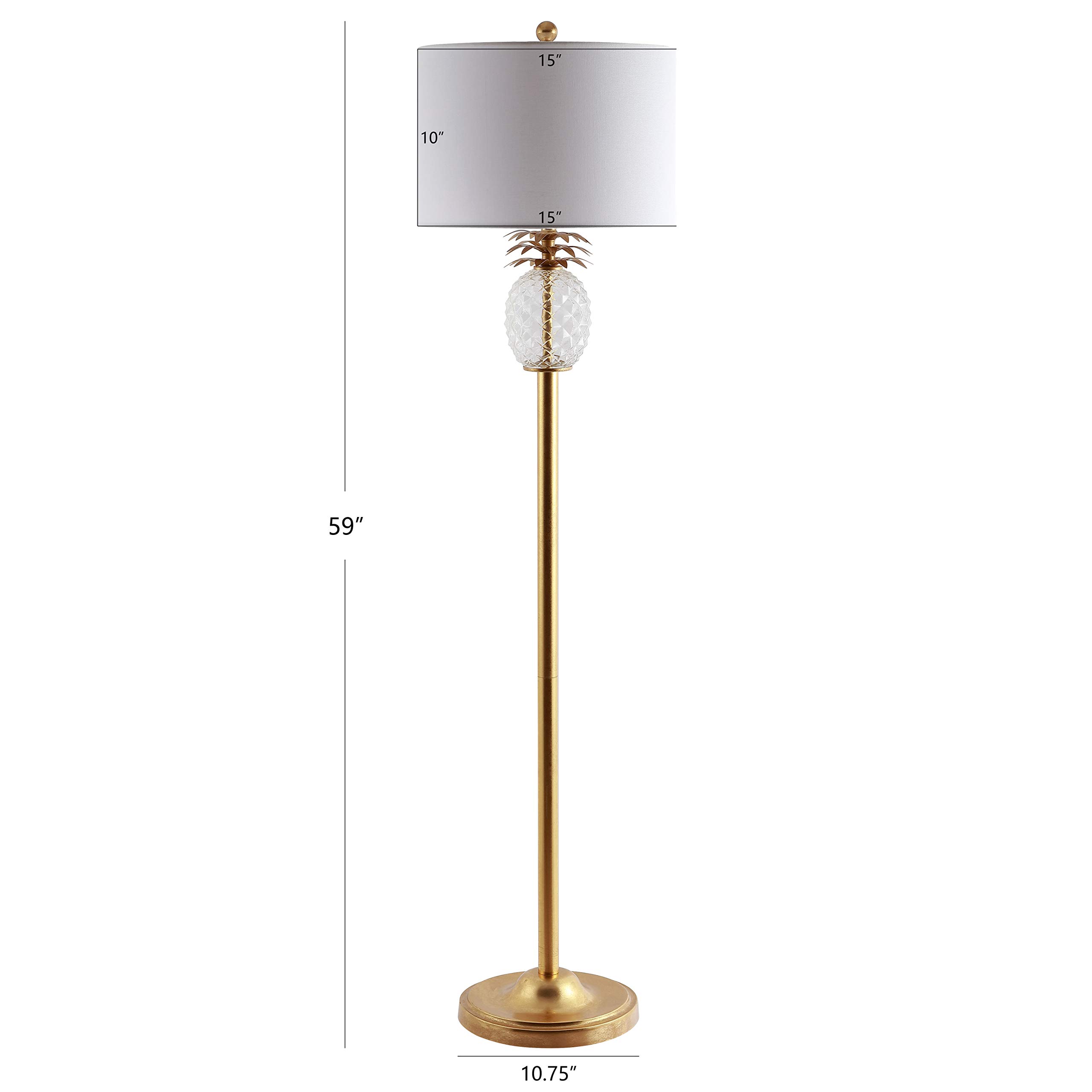 Safavieh FLL4086A Lighting Collection Elza Gold Leaf and Clear 59-inch (LED Bulb Included) Floor Lamp