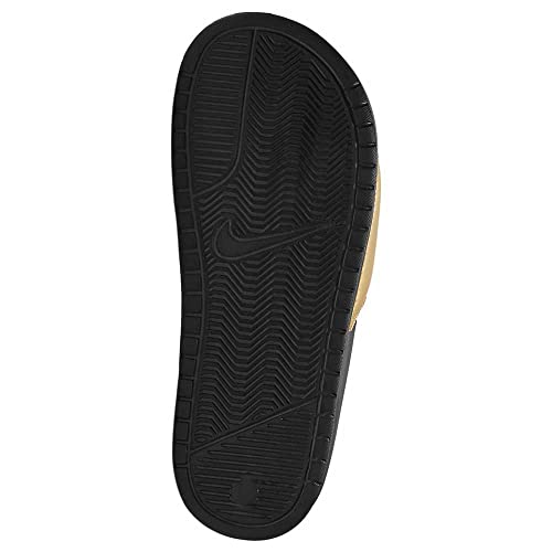 Nike Women's Benassi Just Do It Slide Sandal, Black/Black-Metallic Gold, 7 Regular US