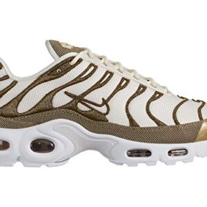 Nike Women's Air Max Plus Premium Pale Ivory/Metallic Gold/Club Gold/White Mesh Running Shoes 6.5 M US