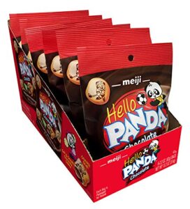 meiji hello panda cookies, chocolate crème filled - 2.2 oz, pack of 6 - bite sized cookies with fun panda sports