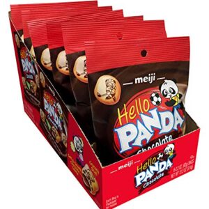 Meiji Hello Panda Cookies, Chocolate Crème Filled - 2.2 oz, Pack of 6 - Bite Sized Cookies with Fun Panda Sports