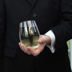 Lillian Rose G115 Gold Mr. Stemless Wine Glass, 16oz, Yellow, G115 MR