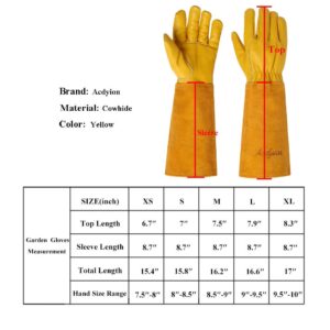 Acdyion Gardening Gloves for Women/Men Rose Pruning Thorn & Cut Proof Long Forearm Protection Gauntlet, Resistant Thick Cowhide Leather Work Garden Gloves