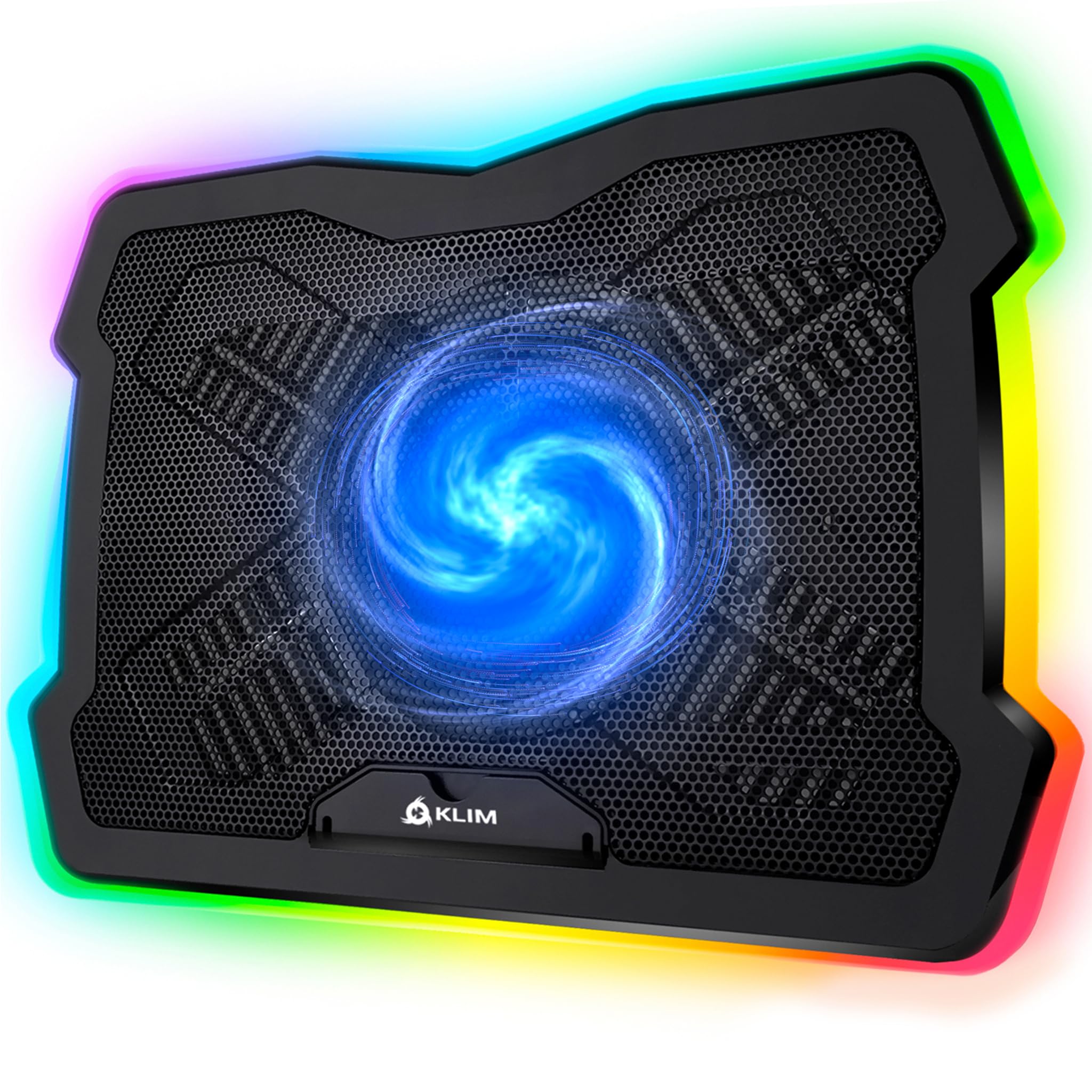 KLIM Ultimate - RGB Laptop Cooling Pad with LED Rim - New 2024 - Gaming Laptop Cooler - USB Powered Fan - Very Stable and Silent Laptop Stand - Compatible up to 17" - PC Mac PS5 PS4 Xbox One