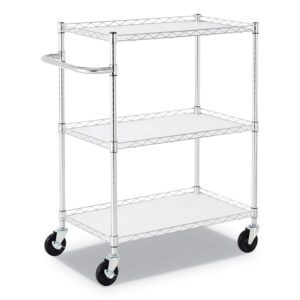 alera alesw333018sr 34.5 in. x 18 in. x 40 in. 600 lbs. capacity 3-shelf wire cart with liners - silver
