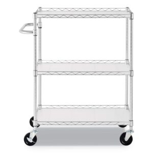 Alera ALESW333018SR 34.5 in. x 18 in. x 40 in. 600 lbs. Capacity 3-Shelf Wire Cart with Liners - Silver