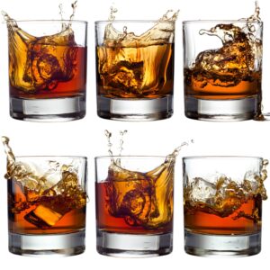 old fashioned whiskey glass set, premium rocks glasses for cocktails and bourbon, 10 1/4 oz, set of 6, lead-free crystal, bar drinking glass tumbler for scotch, cognac, irish whisky