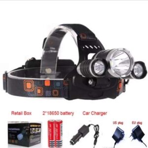 AUERVO Rechargeable LED Headlamp, 10000 Lumens Bright Headlight, Portable Waterproof Flashlight Kit with Rechargeable Batteries for Night Hunting Fishing Camping