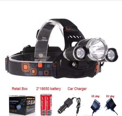 AUERVO Rechargeable LED Headlamp, 10000 Lumens Bright Headlight, Portable Waterproof Flashlight Kit with Rechargeable Batteries for Night Hunting Fishing Camping