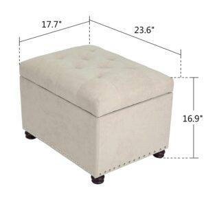 Joveco Storage Ottoman Rectangular Fabric Organization Tufted Bench Footrest for Living Room Bedroom (Beige)