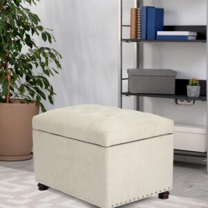 Joveco Storage Ottoman Rectangular Fabric Organization Tufted Bench Footrest for Living Room Bedroom (Beige)