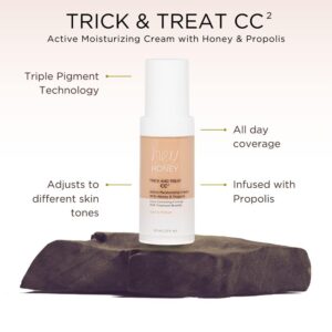 Hey Honey Trick and Treat CC Cream SPF 46 | Active Moisturizing Color Correcting Cream with Honey & Propolis | Best Cover For Rosacea, Skin Redness & Mature Skin | Cruelty-Free | 1 oz (Light-Medium)