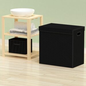 Simple Houseware Foldable Laundry Hamper Basket with Lid, Black