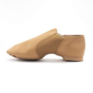 Dance Basix Leather Slip on Split Sole Jazz Shoes for Women, Men and Children Tan