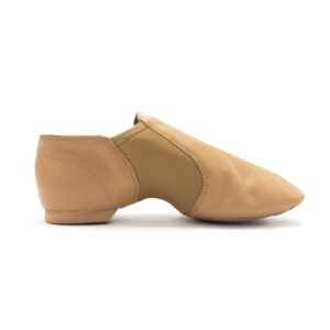 Dance Basix Leather Slip on Split Sole Jazz Shoes for Women, Men and Children Tan