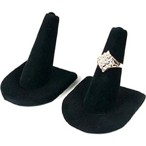 rj displays 2 piece pack plush black velvet ring finger jewelry holder showcase display stands to display rings wedding rings