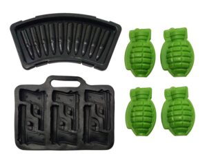 weapon series whisky 3d cube ice ball molds grenade mould handgun ice mold bullet tray ice maker set of 6 by taisi