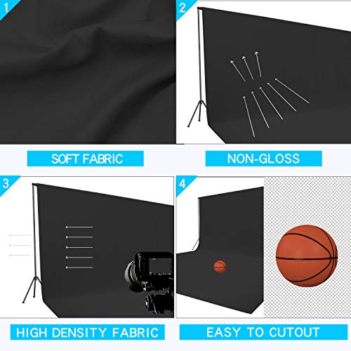 ISSUNTEX 10X24 ft Background Muslin Backdrop, Photo Studio, Collapsible High Density Screen for Video Photography and Television-Black