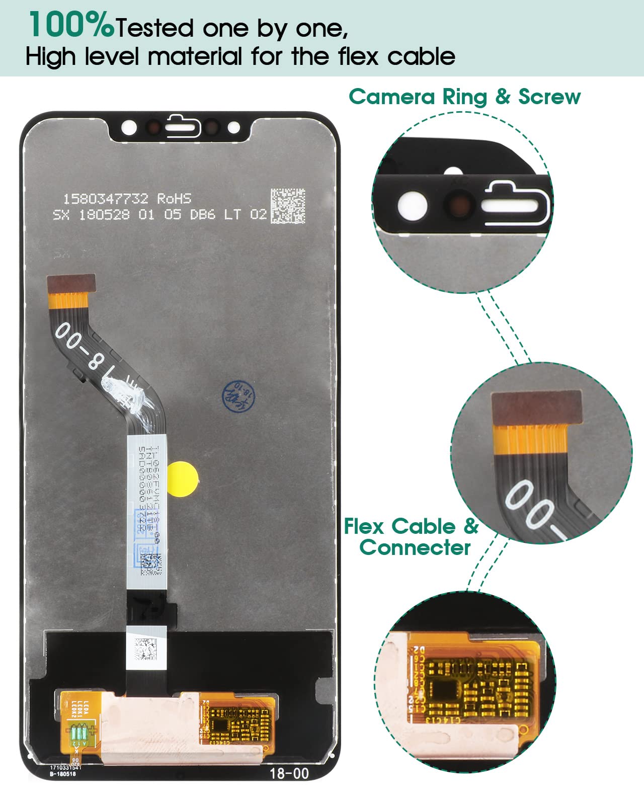 for Xiaomi Mi Pocophone F1 LCD Display Touch Screen Digitizer Assembly for Xiaomi Poco F1 Screen Replacement 6.18" Black