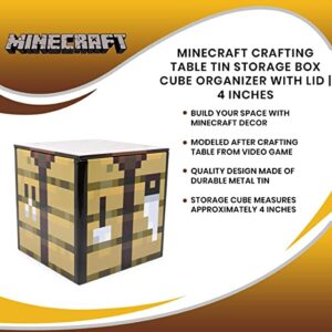 Minecraft Crafting Table Tin Storage Box Cube Organizer with Lid | 4 Inches